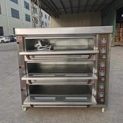 Matériau de base Farine 3 plateaux 9 plateaux four à gaz four à plat de boulangerie 1760*890*1770mm pour magasin alimentaire