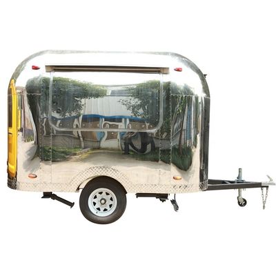 2021 Kiosque mobile de panier alimentaire en acier inoxydable pour entreprise de publicité Snack Food Trailer