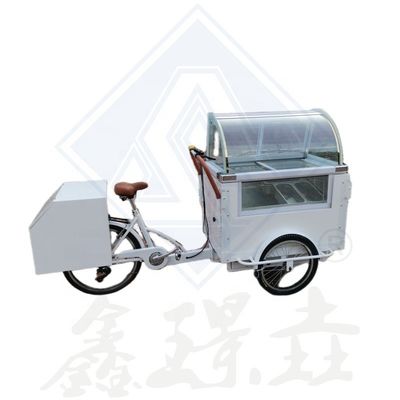Chariot de vente électrique à tricycle en acier inoxydable isolé pour glaces et légumes