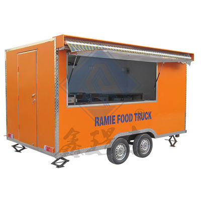 350 camions de nourriture mobiles carrés avec couverture de couleur personnalisée à axe unique industriel