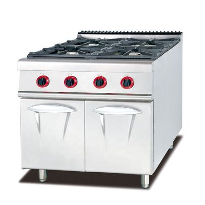 Cuisinière de cuisson commerciale autonome avec 4 brûleurs et armoire de rangement