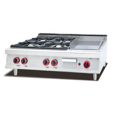 Cuisinière de cuisson commerciale autonome avec 4 brûleurs et armoire de rangement