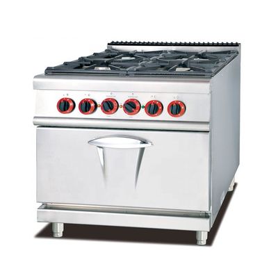 Cuisinière de cuisson commerciale autonome avec 4 brûleurs et armoire de rangement