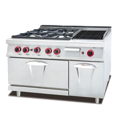 Cuisinière de cuisson commerciale autonome avec 4 brûleurs et armoire de rangement