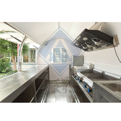 Vente de rue en plein air 3.5M Double-Axe Food Truck mobile avec canopée et design agréable