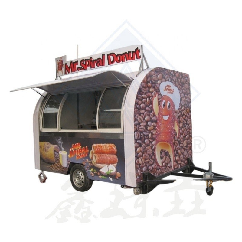 Fonction de la machine Vente de nourriture Trailers mobiles en acier inoxydable 285*200*215