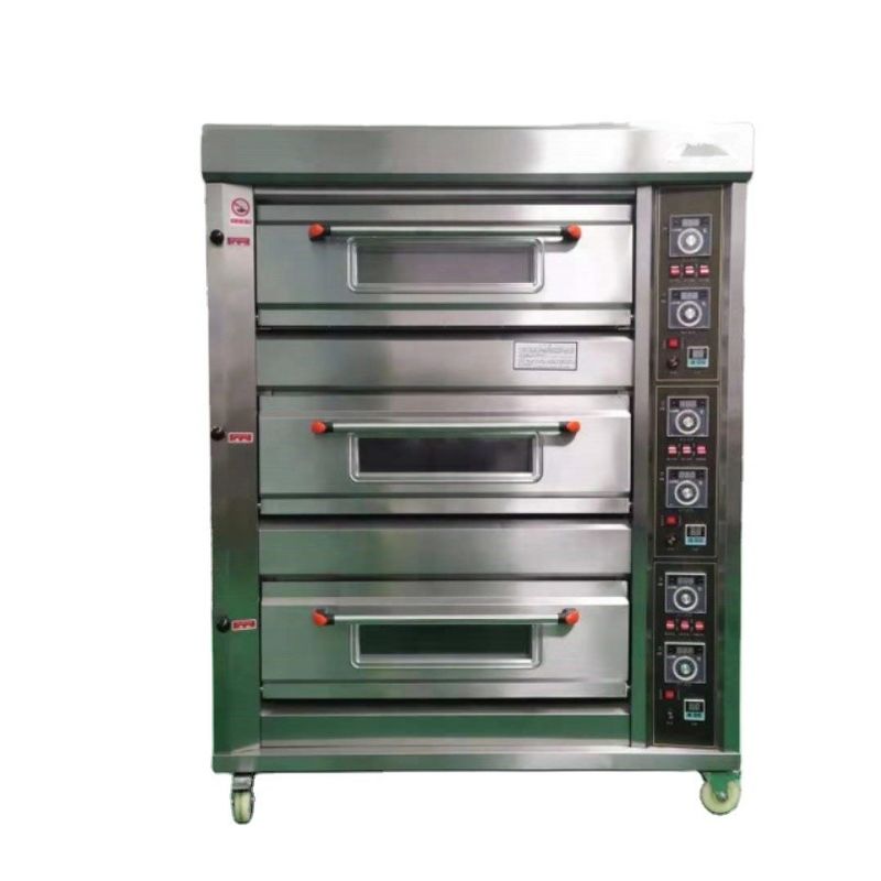 0.1kw four électrique à plat pour le pain 3 deck 12 plateaux four de boulangerie au gaz avec régulateur de temps
