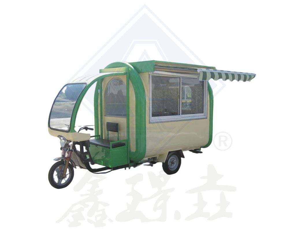 Chariot de transport de nourriture au gaz avec gril et friteuse Tricycle Motorcycle Food Service Trailer Cart
