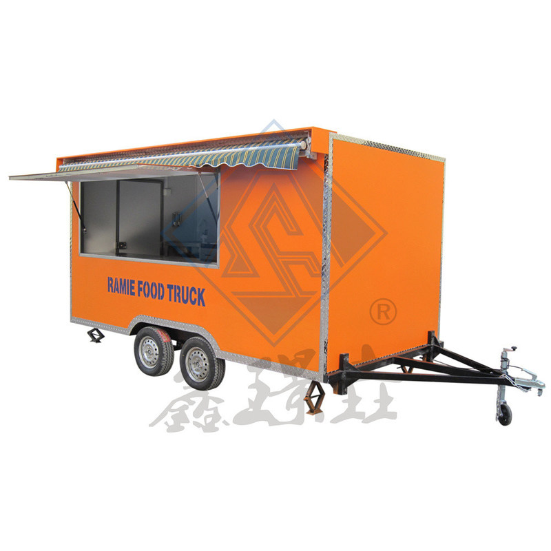 350 camions de nourriture mobiles carrés avec couverture de couleur personnalisée à axe unique industriel