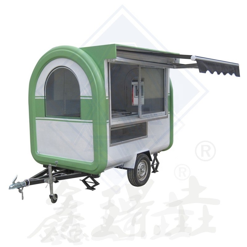 Modèle rond industriel mobile personnalisé avec canopée de café Food Truck 2.2M double axe